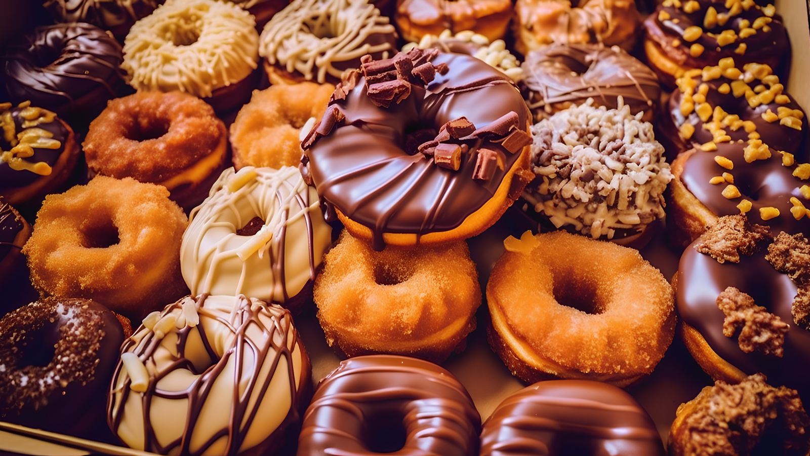 Вкусные сладкие круглые пончики на тарелке крупным планом