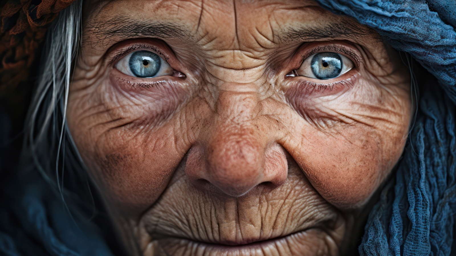 Старая женщина с голубыми глазами