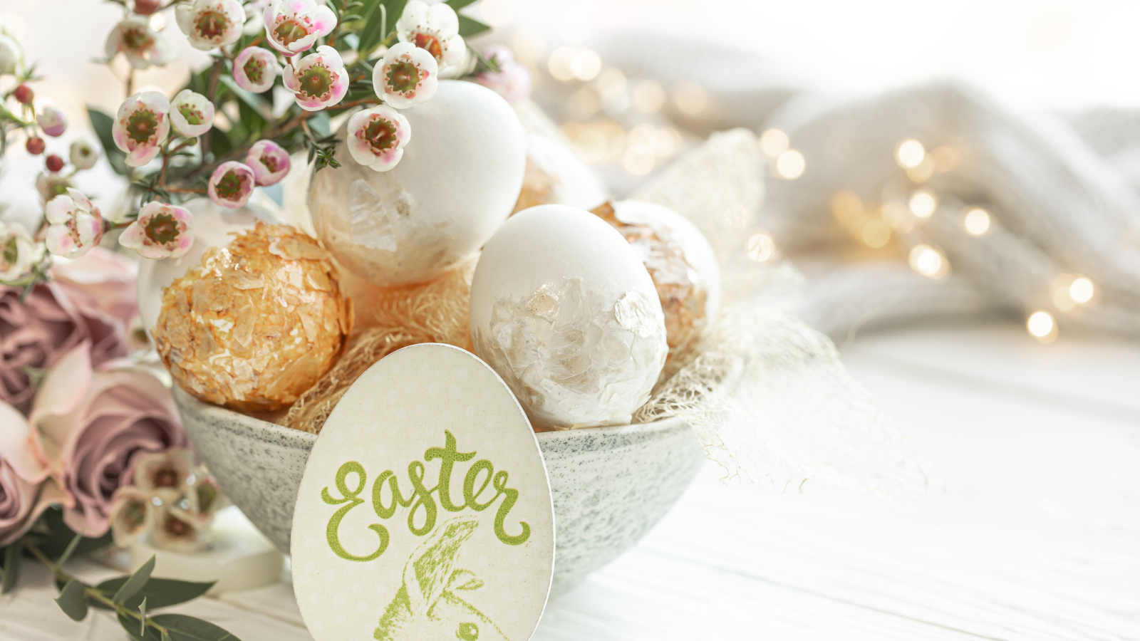 Красивые яйца с цветами на Пасху
