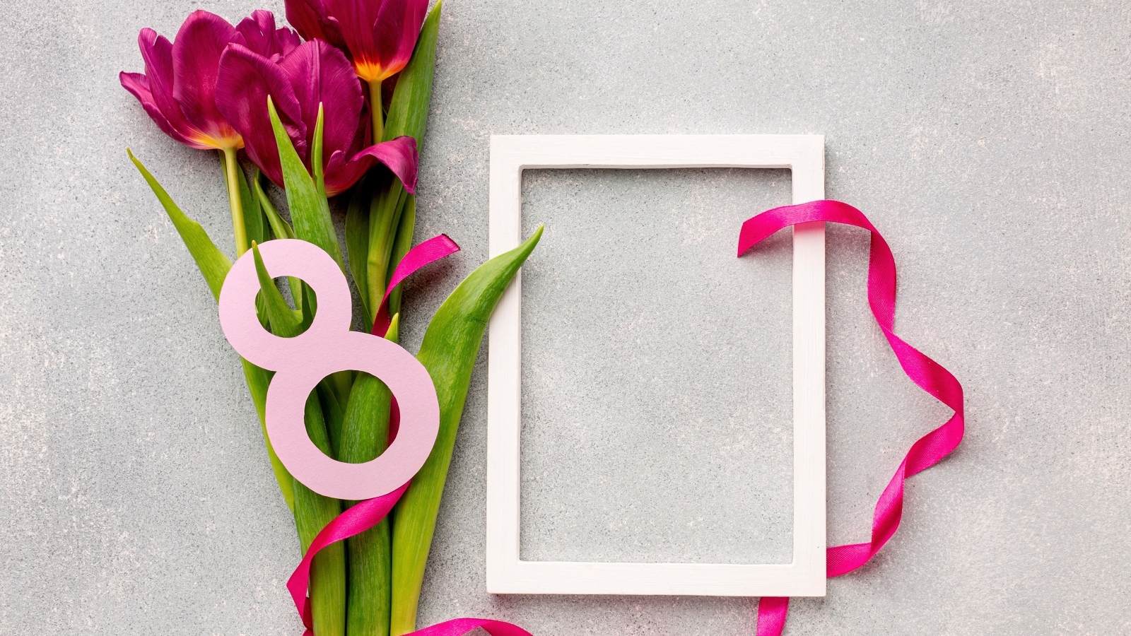 Рамка и букет тюльпанов шаблон для открытки на 8 марта