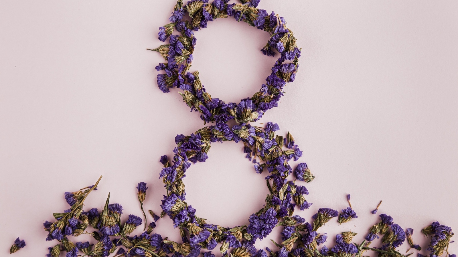 Цифра 8 из сухих цветов на праздник