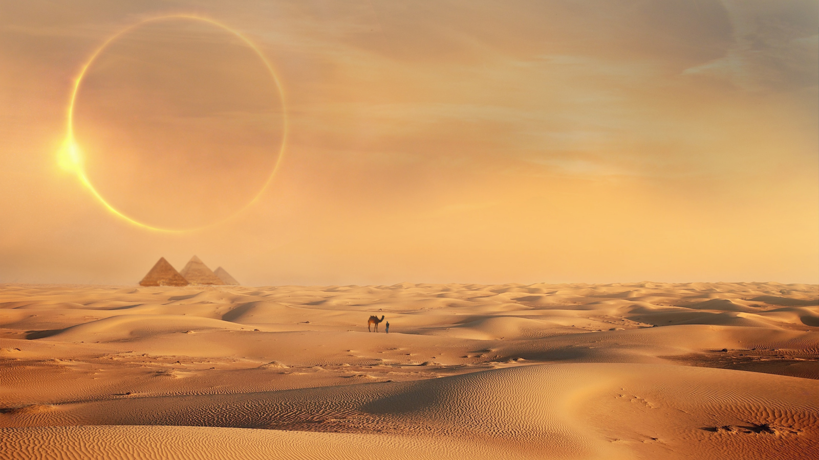 Солнце в небе над раскаленной пустыней