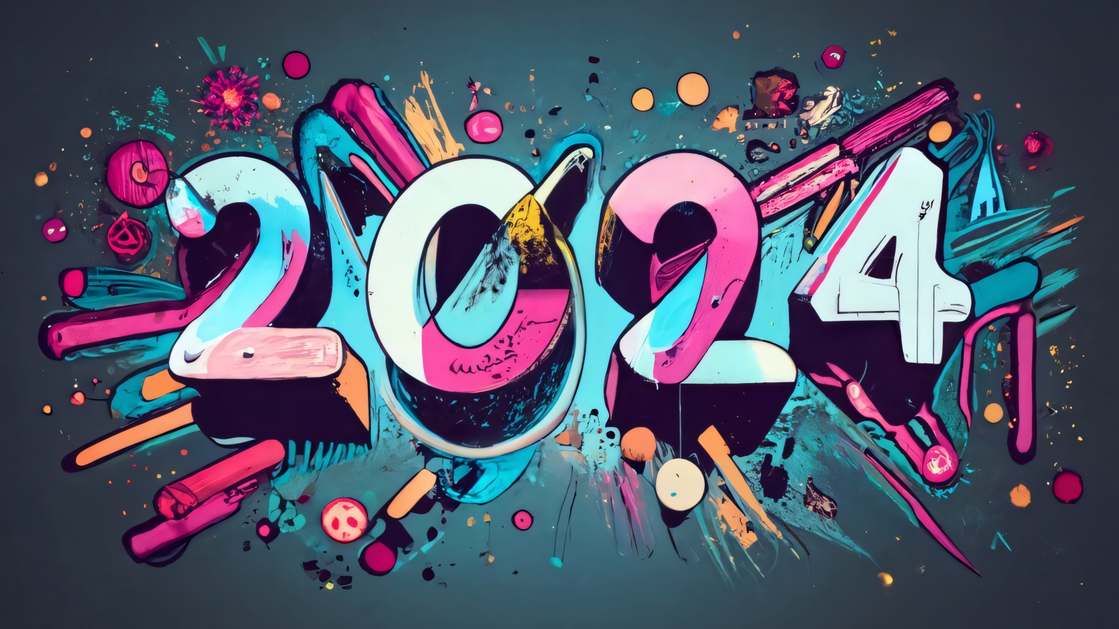 Арт рисунок на новый год 2024 на сером фоне