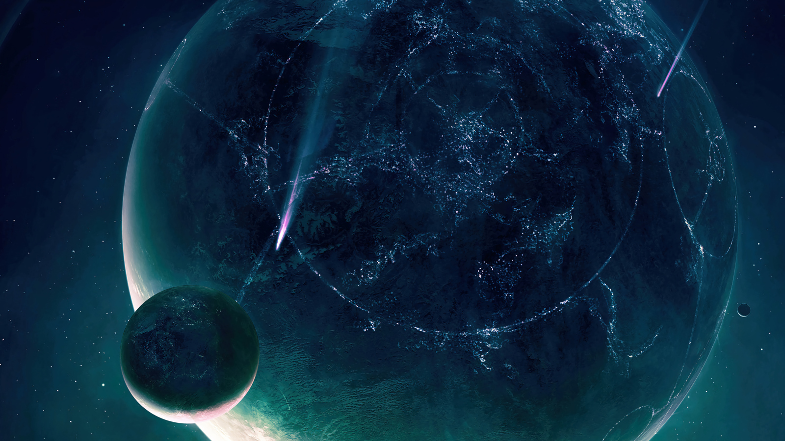 Планеты кружатся на космической орбите