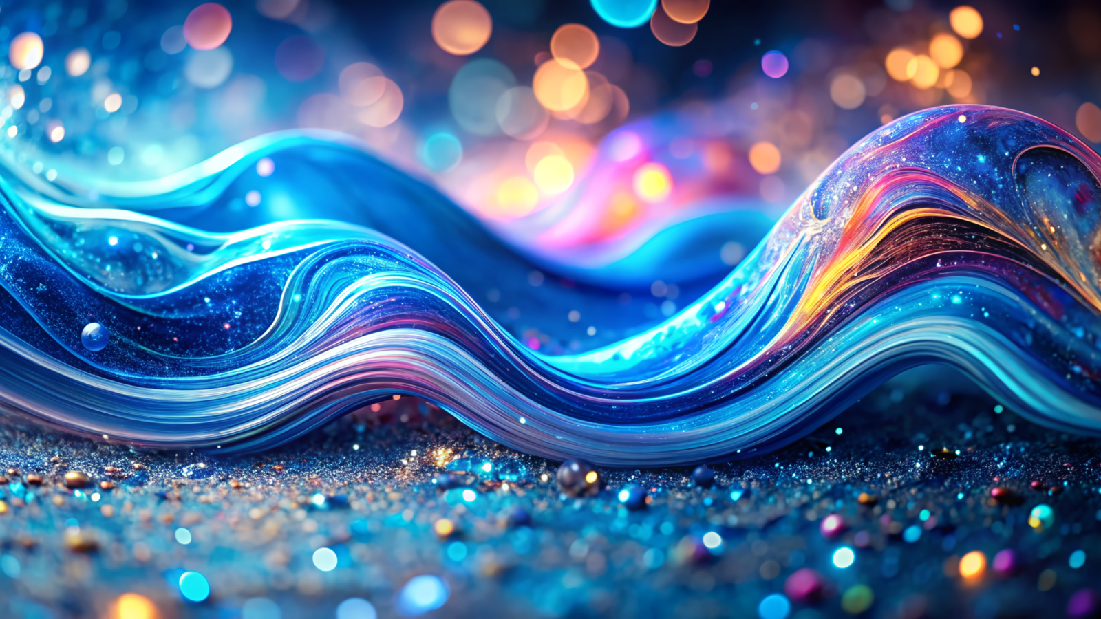 Абстрактная неоновая волна с блестками