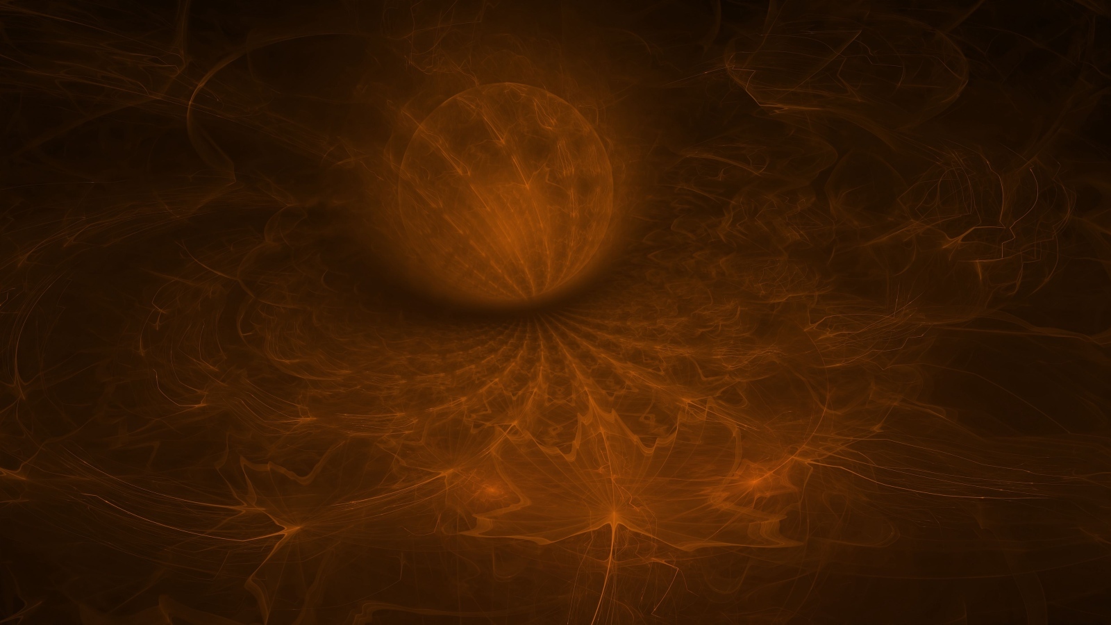 Шар на коричневом неоновом фоне с кленовым листом