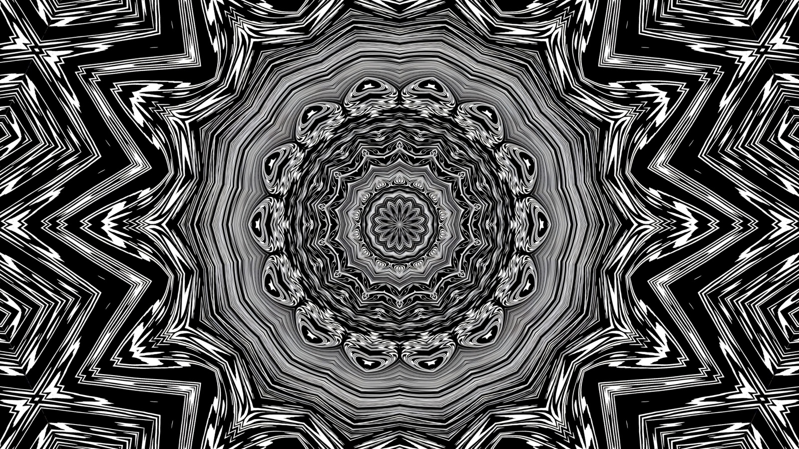 Черно-белый фрактальный узор 