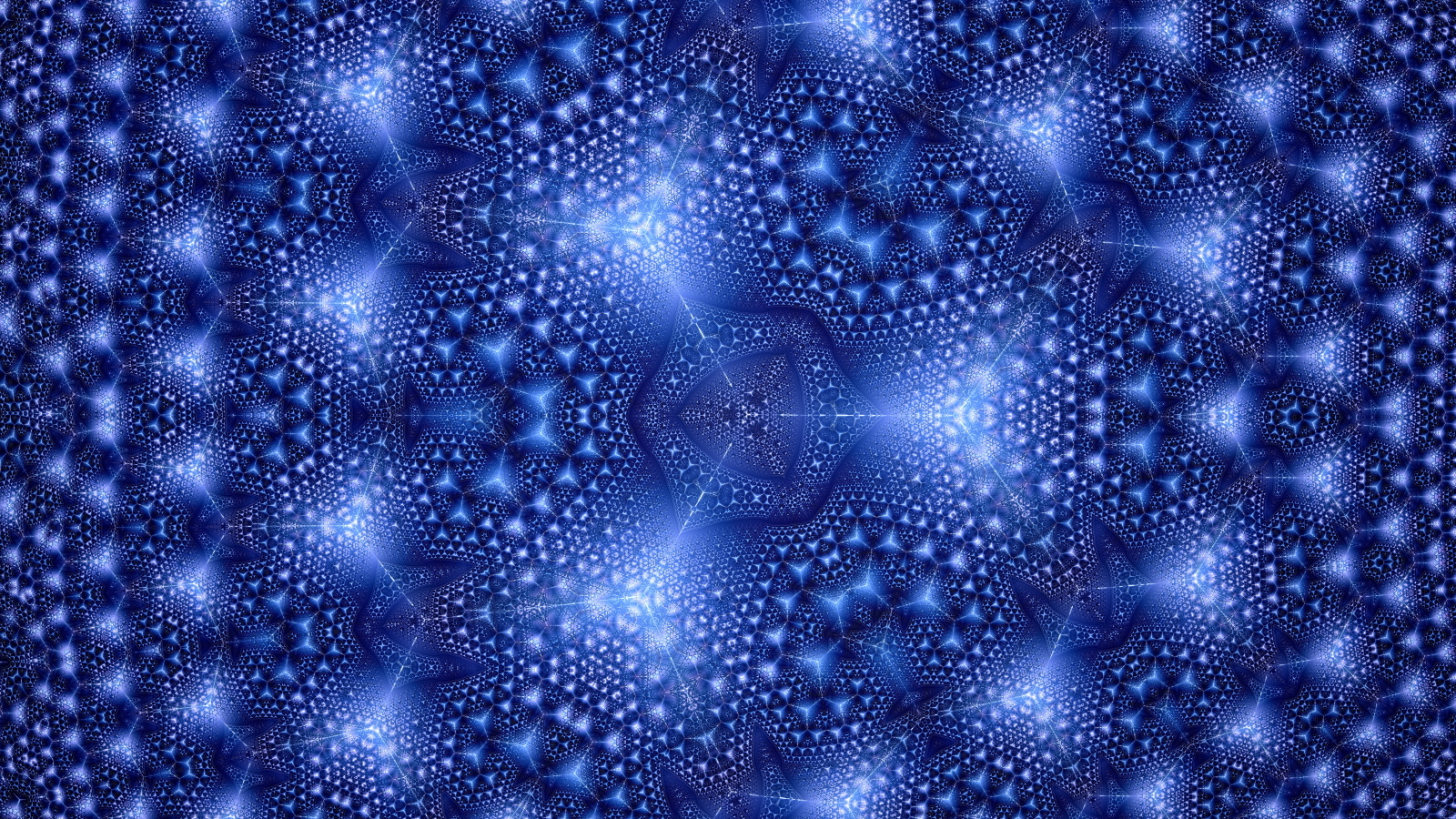 Синий фрактальный рисунок с геометрическими фигурами