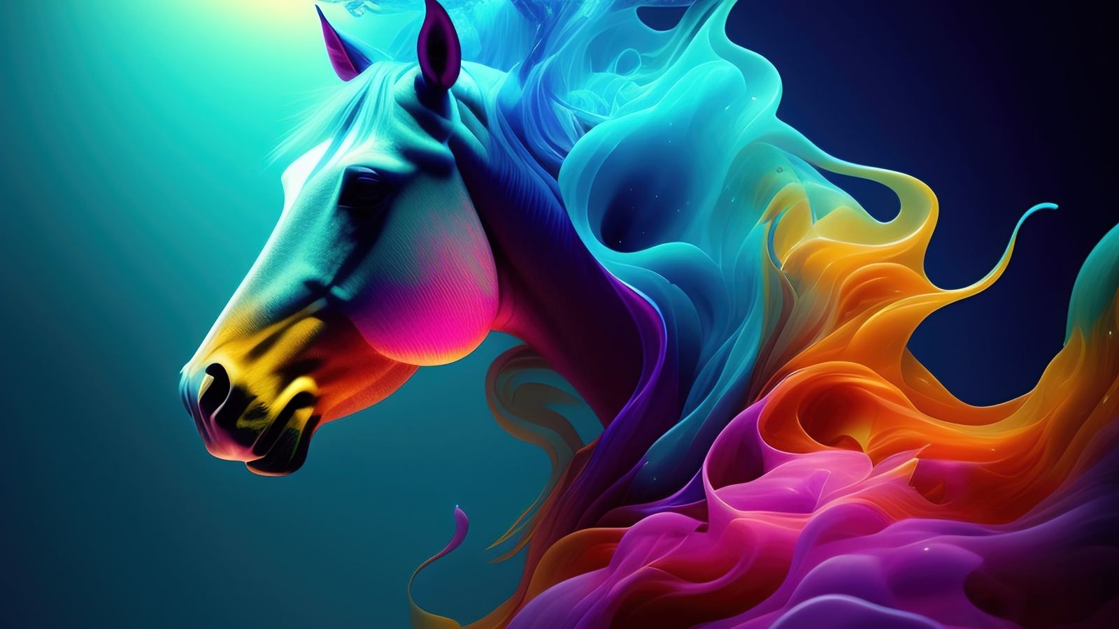Конь с яркой гривой 3д графика