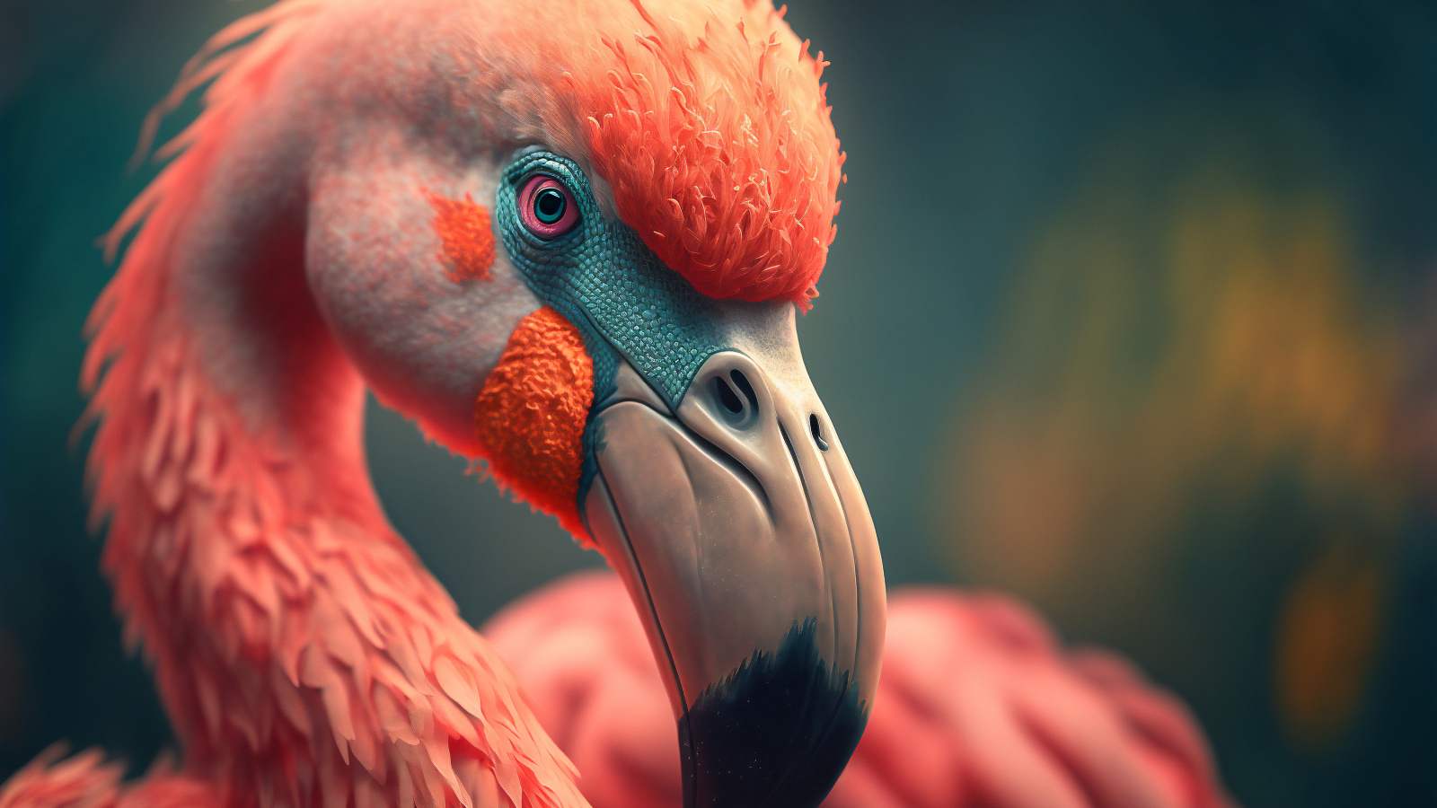 Большой нарисованный розовый фламинго