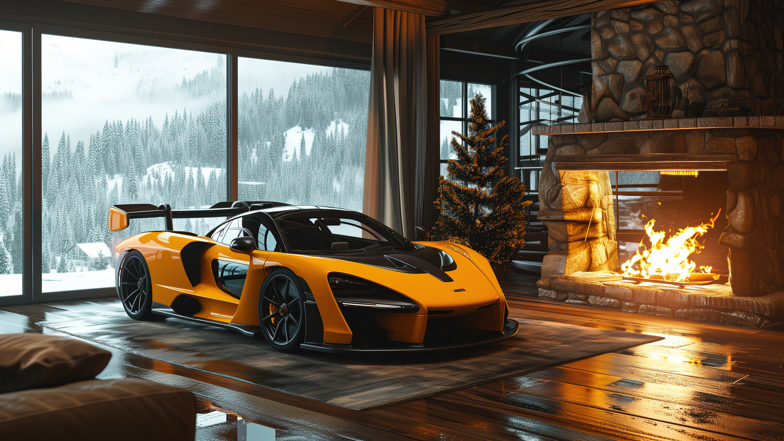 Быстрый спорткар McLaren Senna Cozy в доме