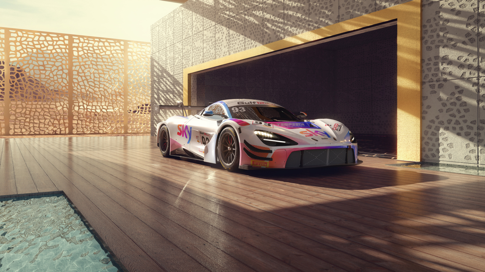 Гоночный автомобиль McLaren 720S GT3 EVO в здании