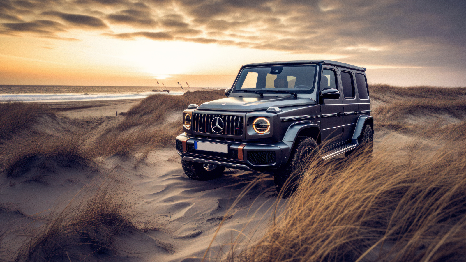 Внедорожник Mercedes-Benz G63 AMG на пляже