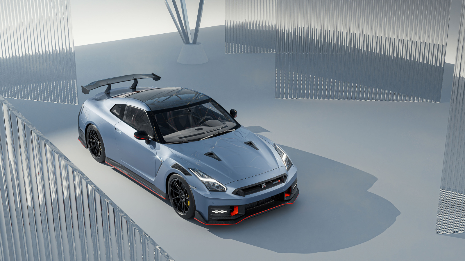 Вид сверху на автомобиль Nissan GT-R Nismo