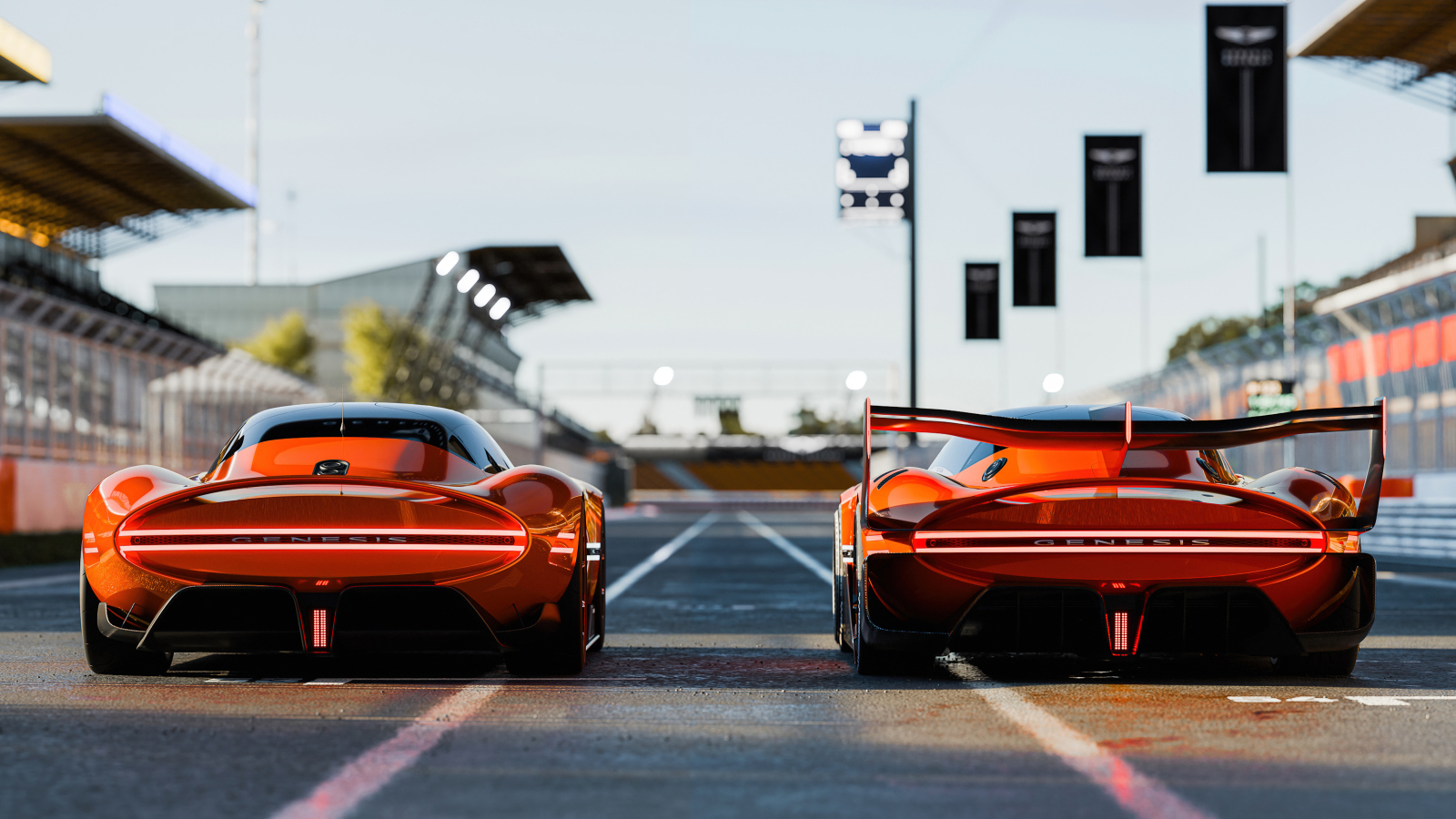 Два спортивных автомобиля Genesis X Gran Racer VGT Concept 2024 года