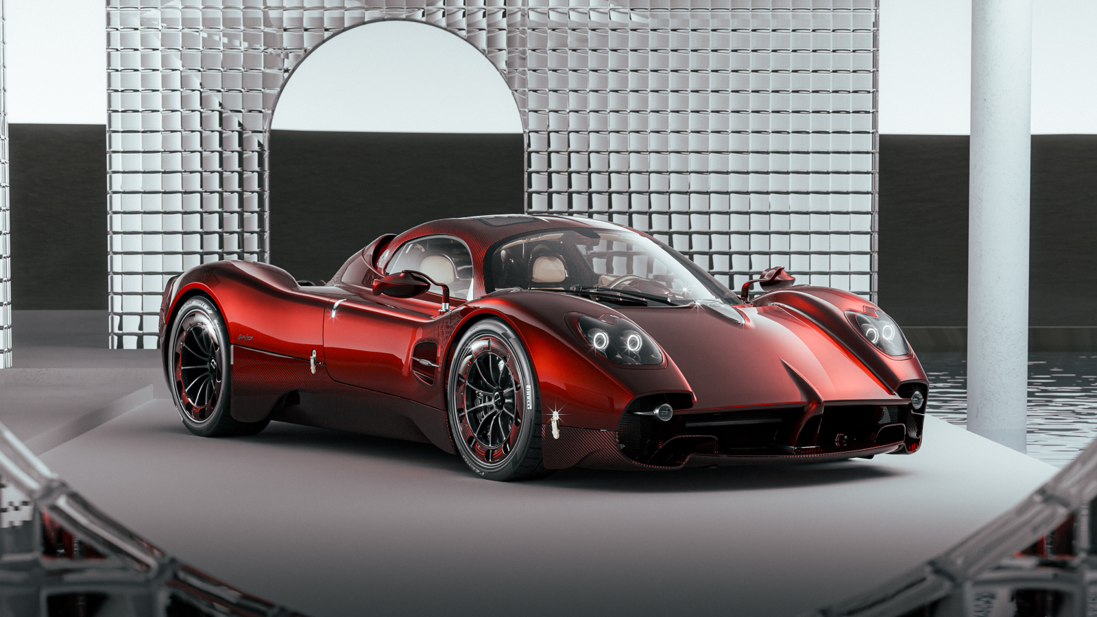 Красный автомобиль  Pagani Utopia