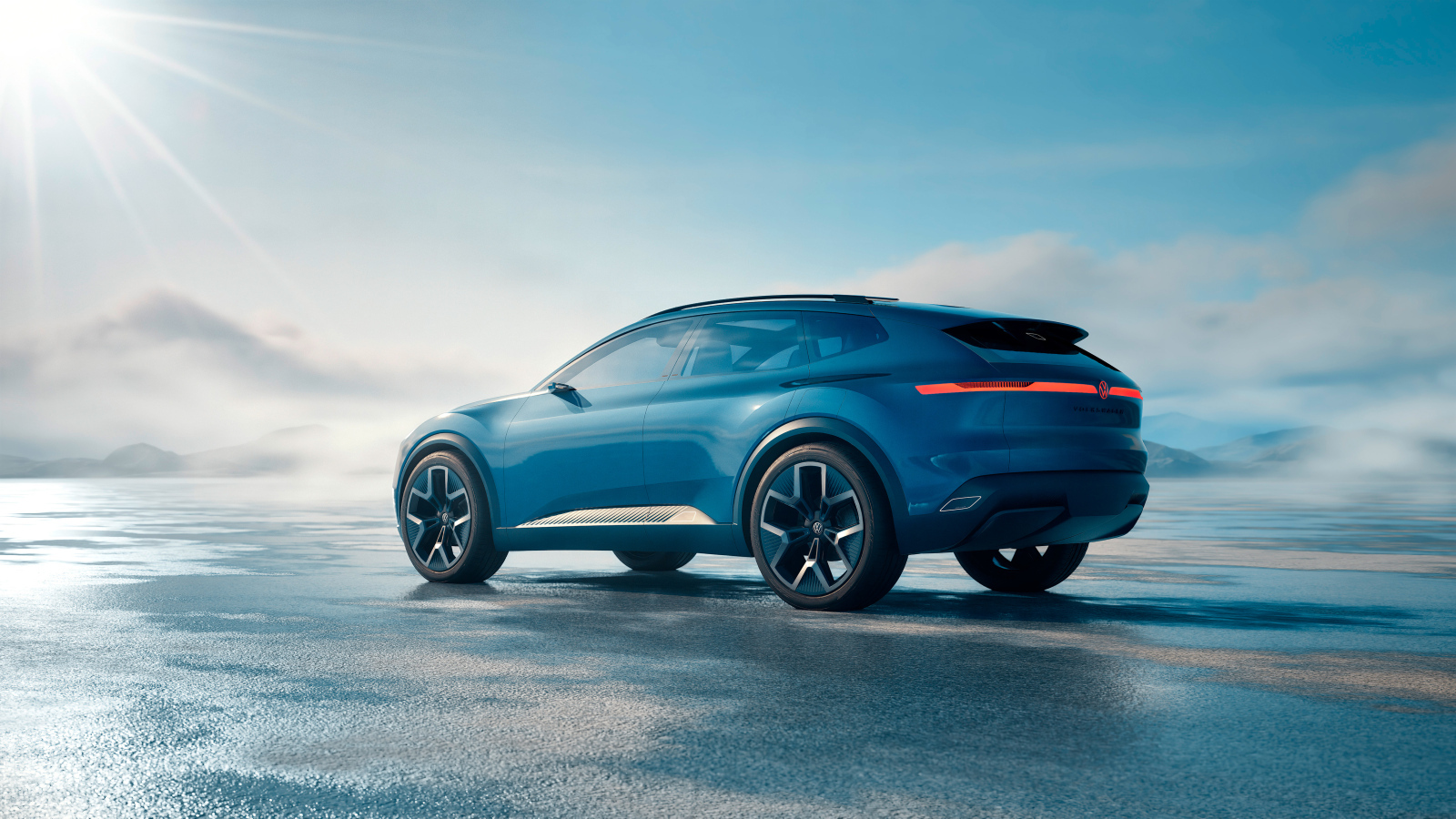 Вид сзади на автомобиль Volkswagen ID. Code 2024 года