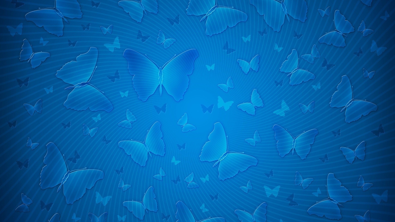 Голубой фон с нарисованными бабочками