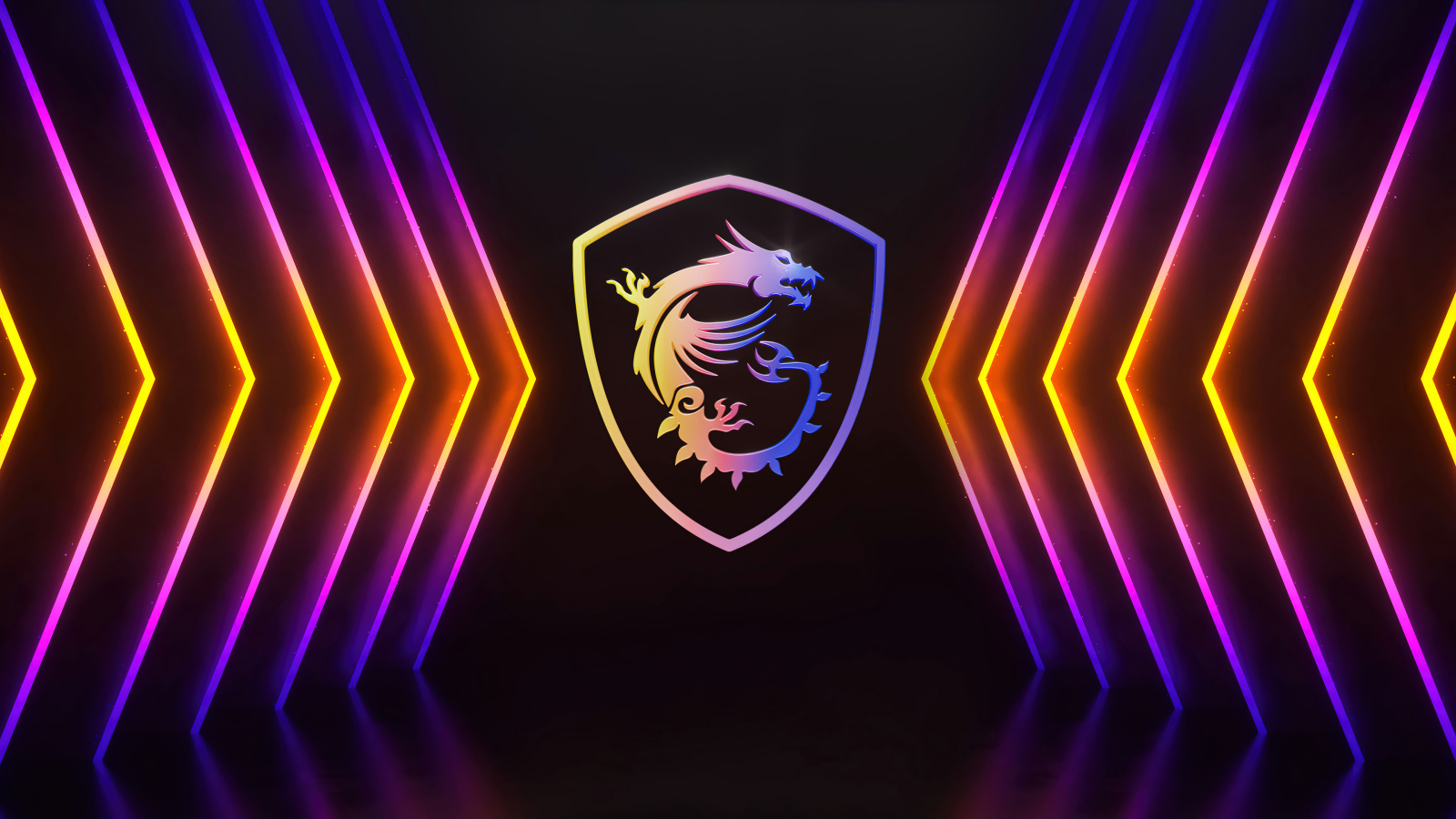 Разноцветные неоновые указатели для логотипа msi