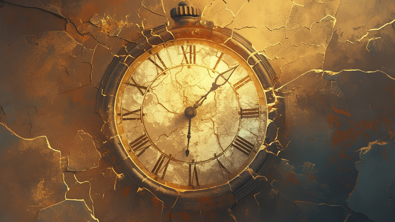Старые часы на разрушающейся стене