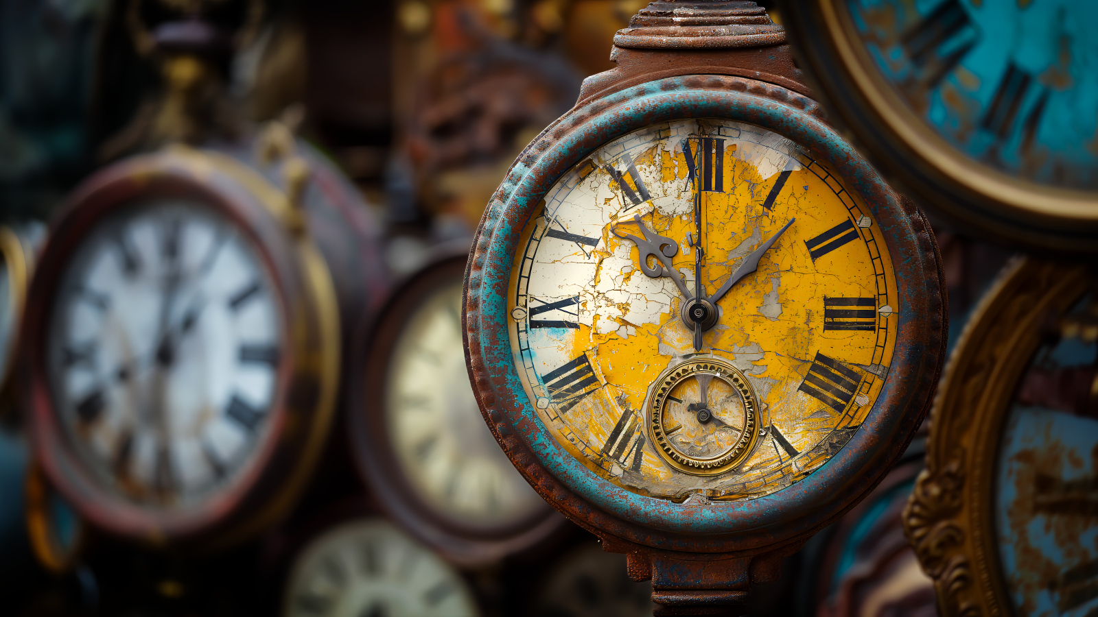 Старые ржавые часы крупным планом