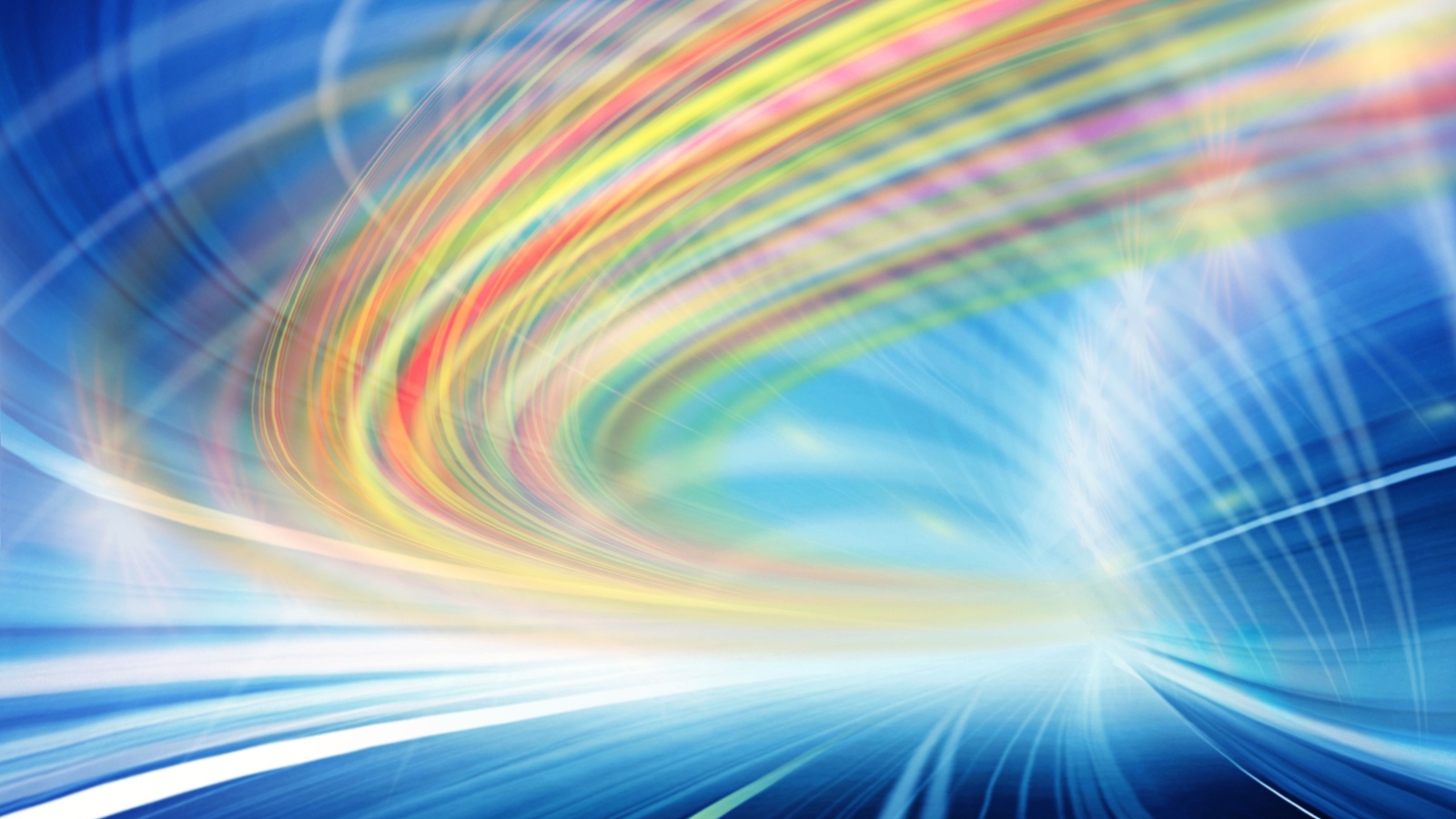 Радужные абстрактные волны на голубом фоне