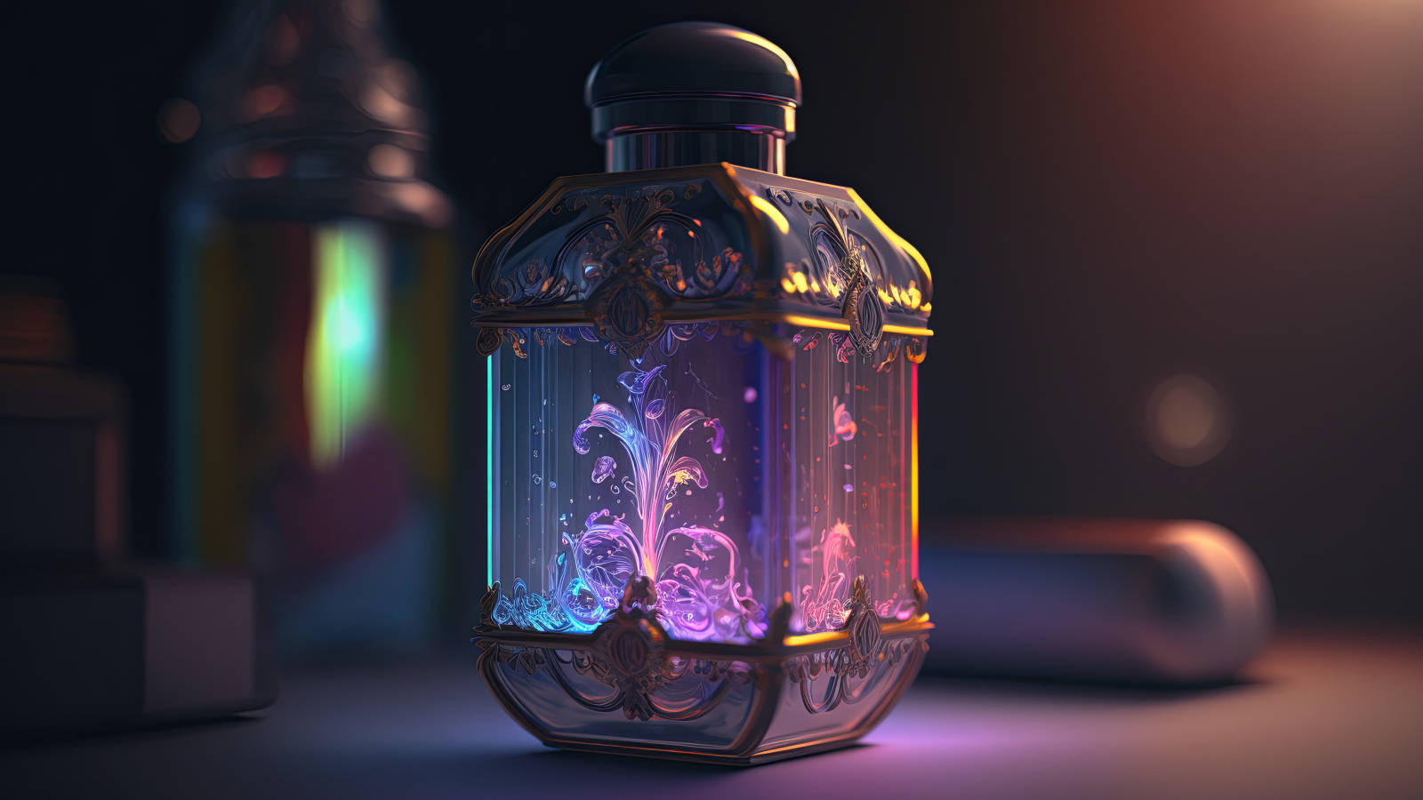 Красивый волшебный фонарь на столе