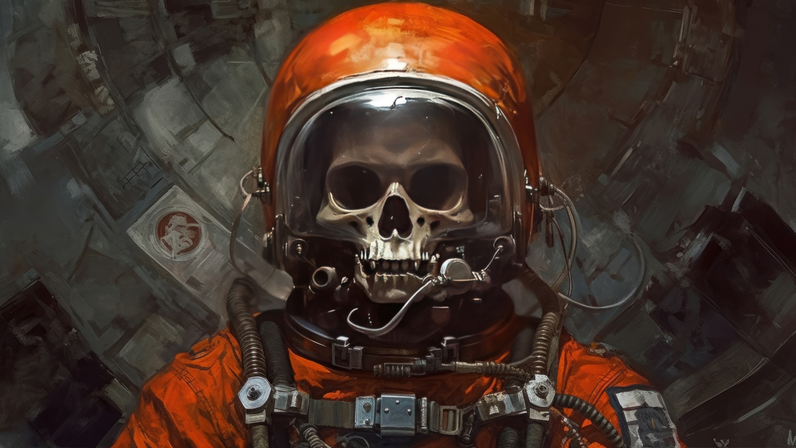 Скелет астронавта в костюме 