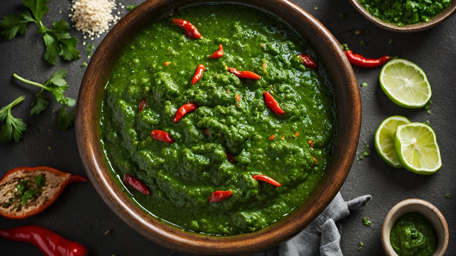 Зеленая паста с овощами и специями