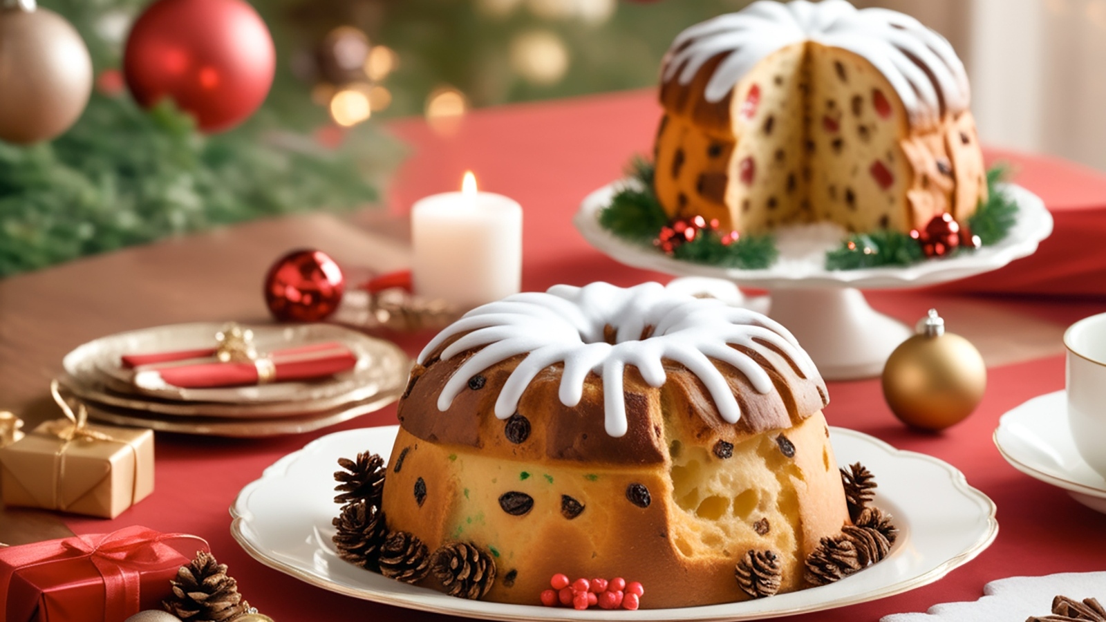Праздничный кекс с глазурью на столе