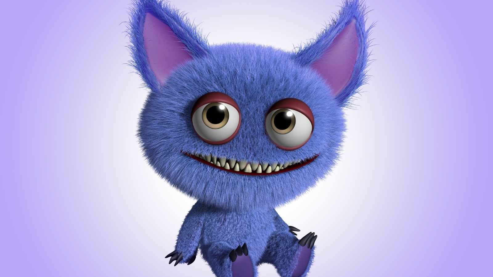 Мохнатый синий монстр с большими ушами