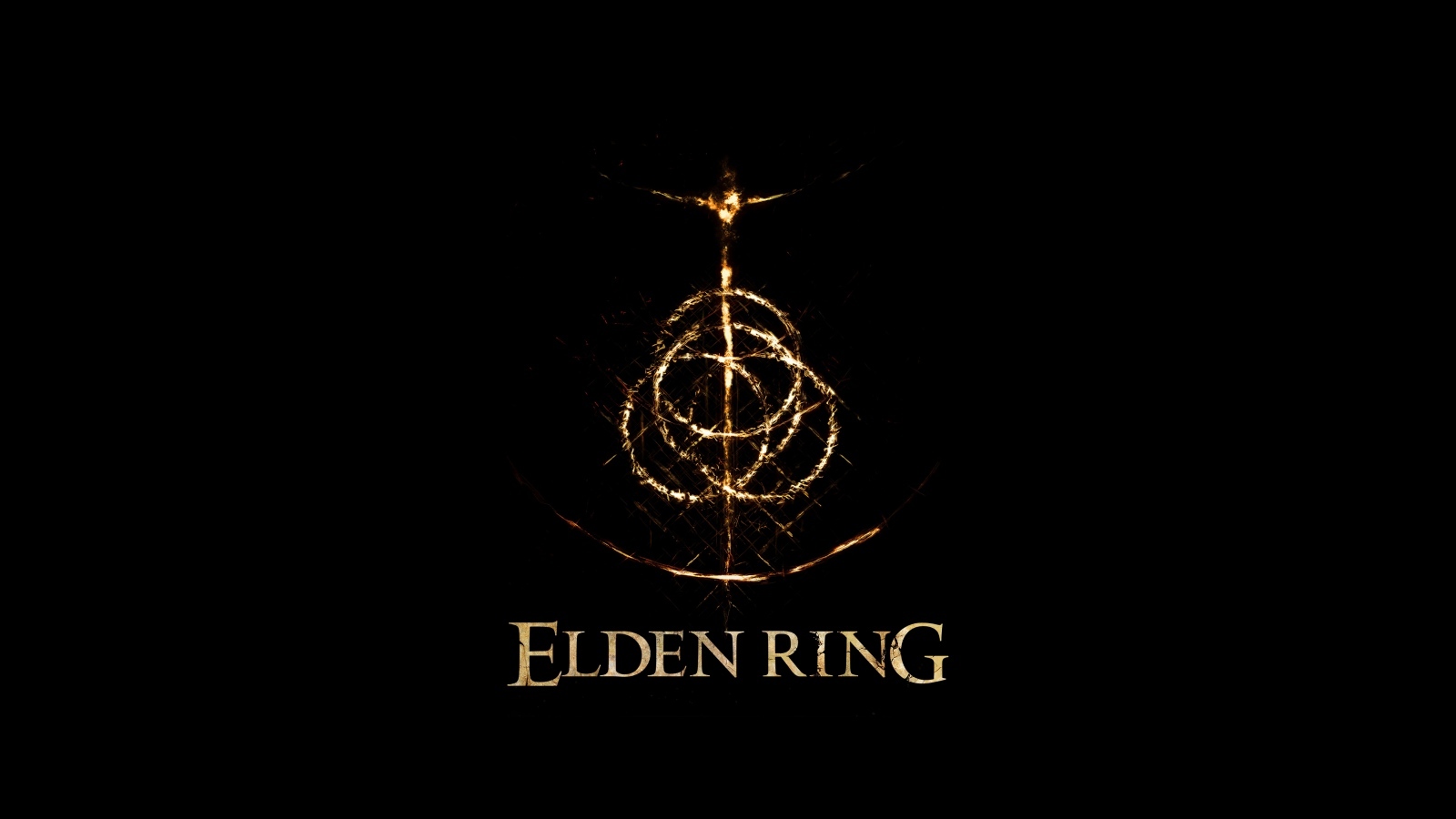 Логотип компьютерной игры Elden Ring на черном фоне
