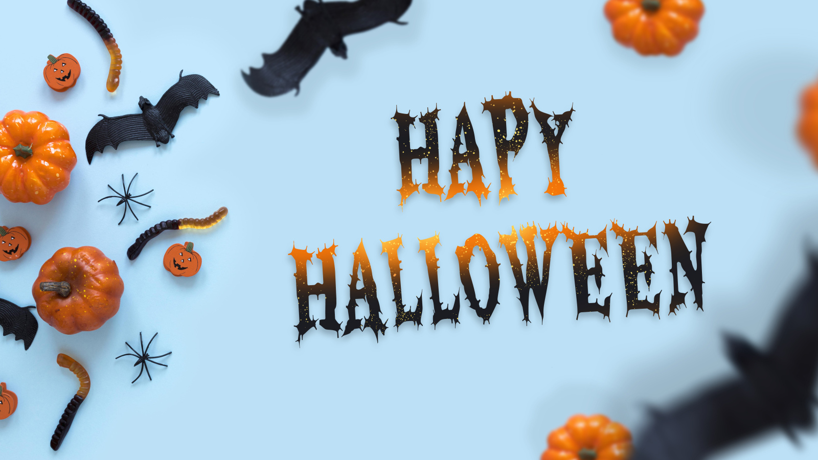 Баннер на Хэллоуин на голубом фоне