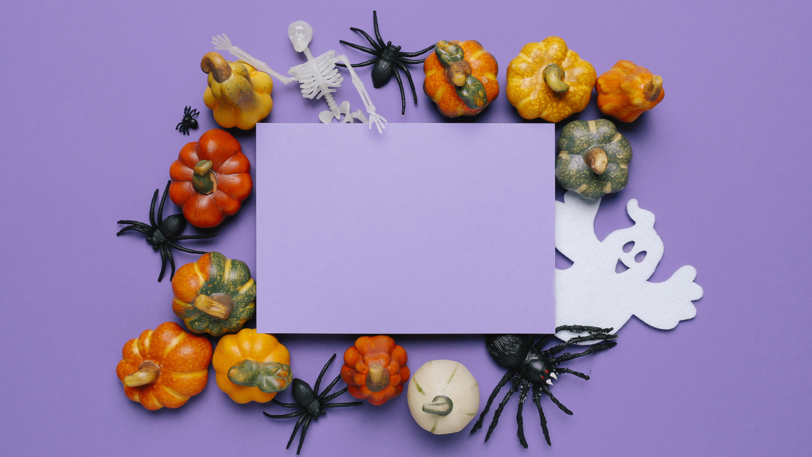 Шаблон с декором для поздравительной открытки на Хеллоуин 