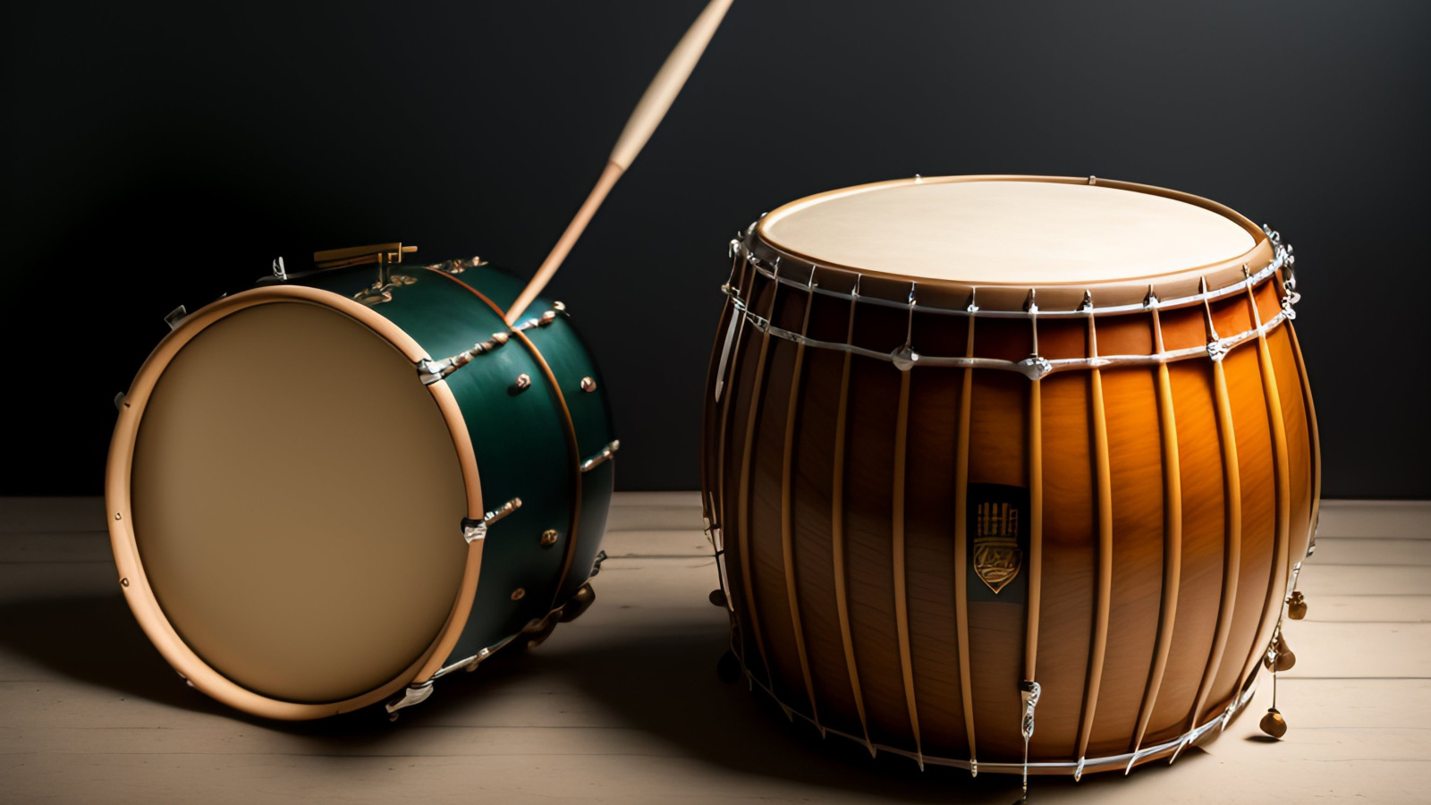 Барабаны на сером фоне