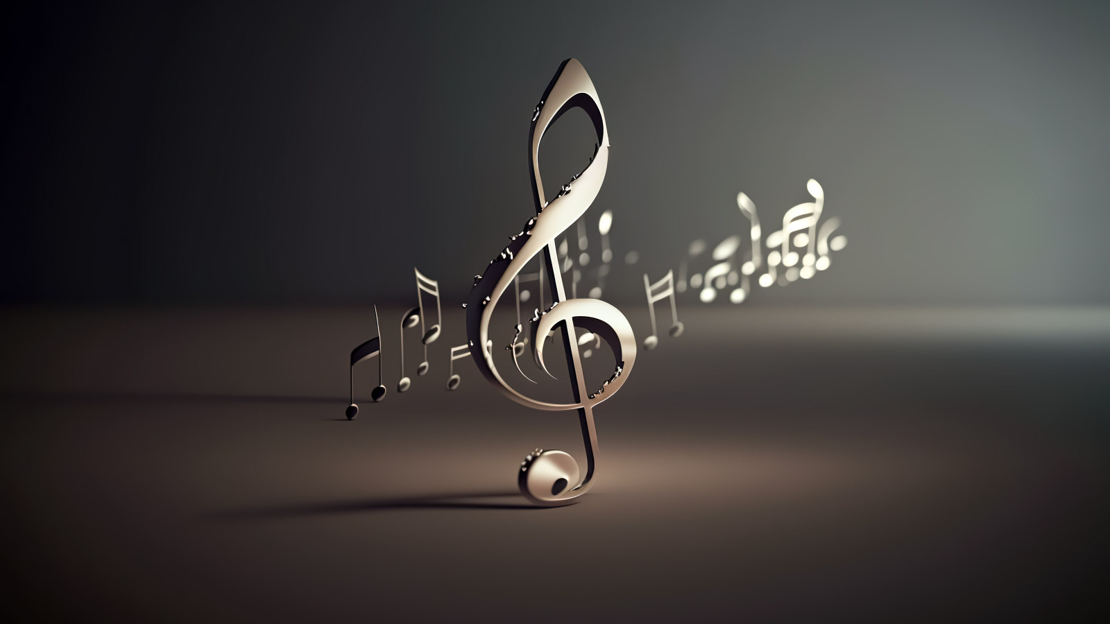 Металлические 3д ноты на сером фоне