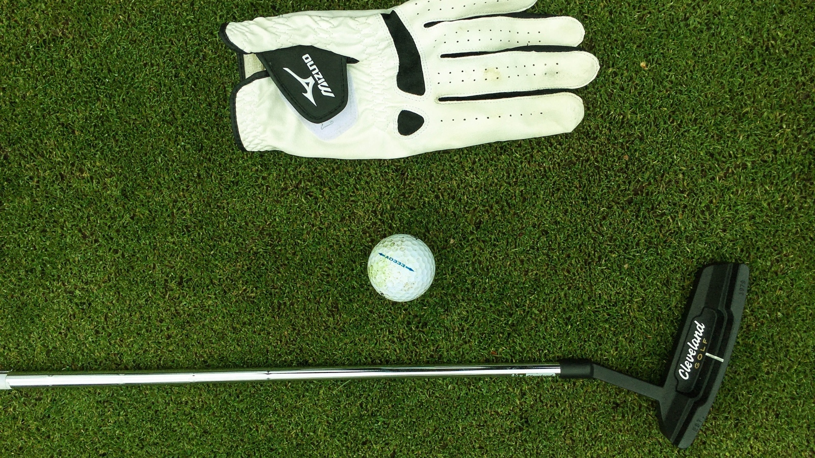 Перчатка, мяч и клюшка для гольфа