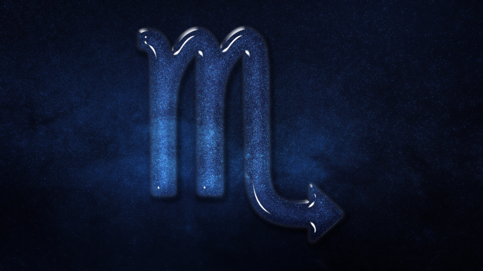 Синий блестящий знак зодиака  скорпион