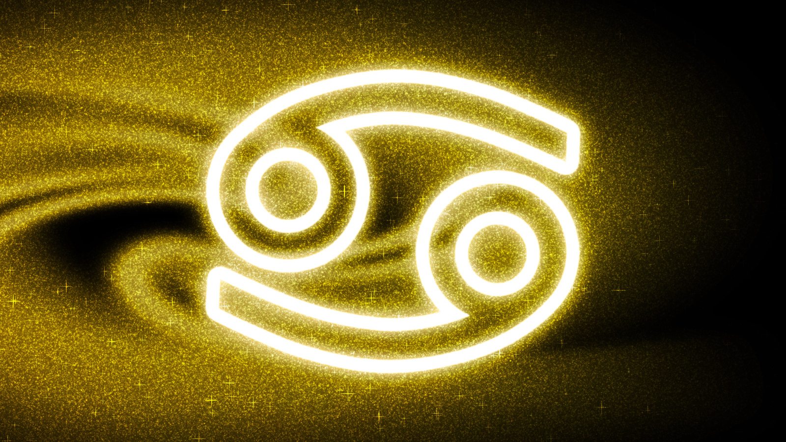 Золотистая пыль со знаком зодиака рак на черном фоне