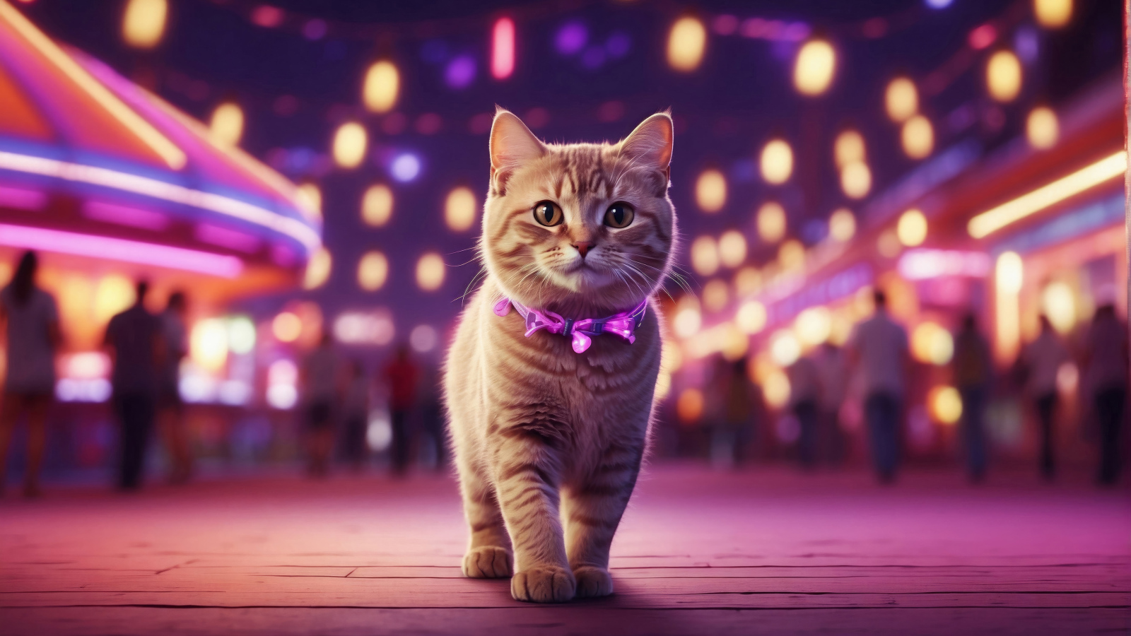 Нарисованный рыжий кот в городе