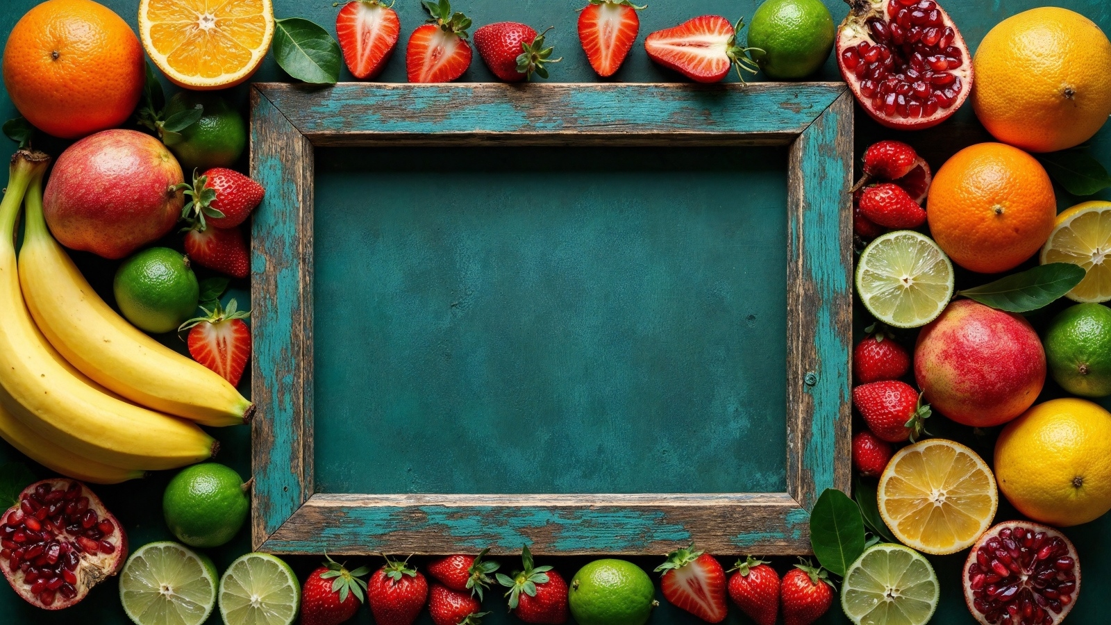 Рамка с фруктами и ягодами фон для открытки