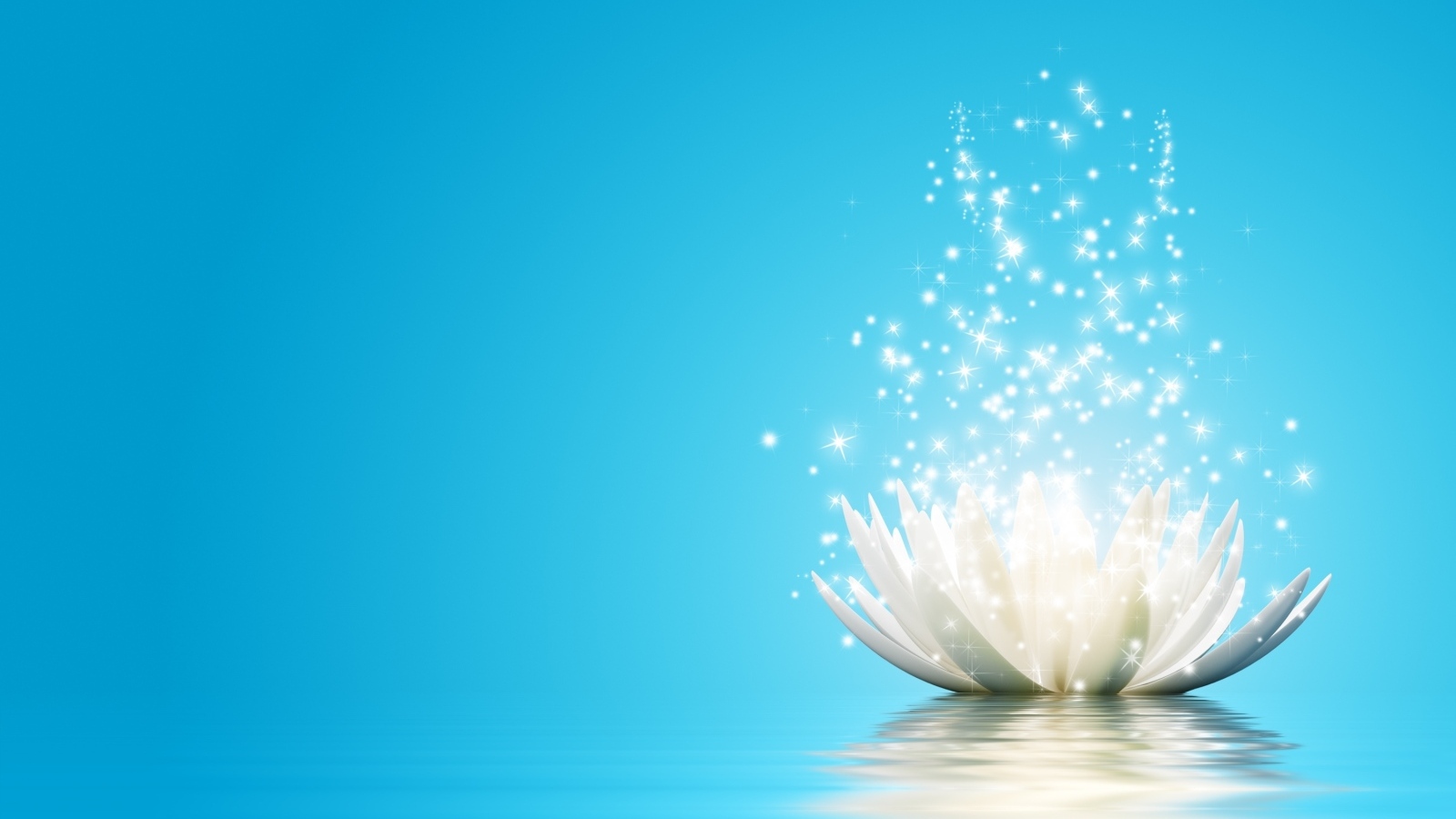 Волшебная лилия с блестками на голубом фоне