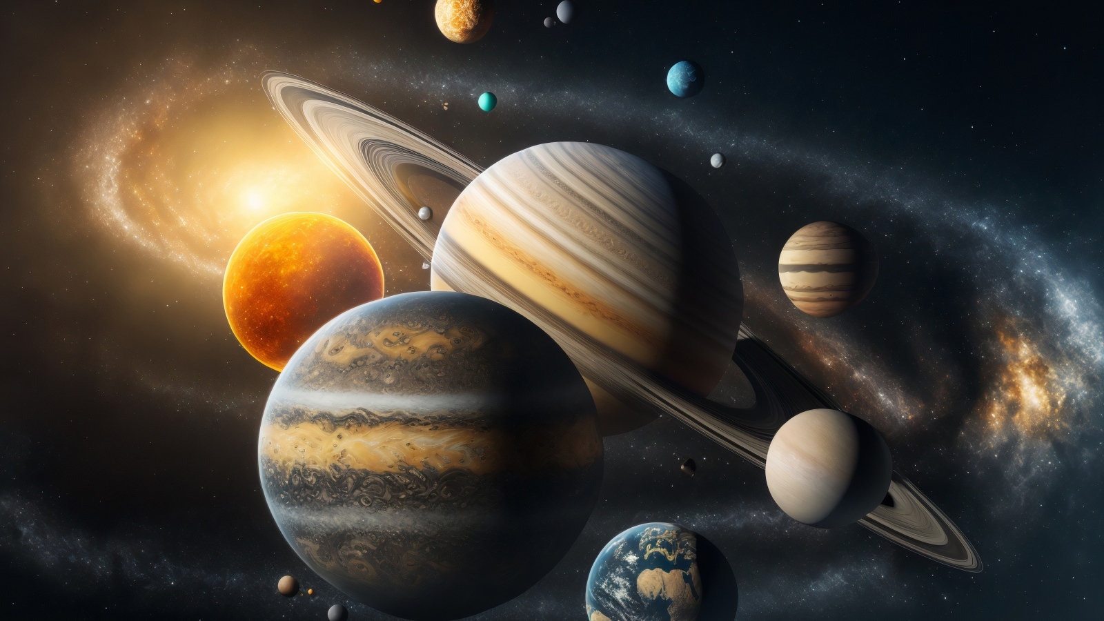 Все планеты солнечной системы в бескрайней вселенной