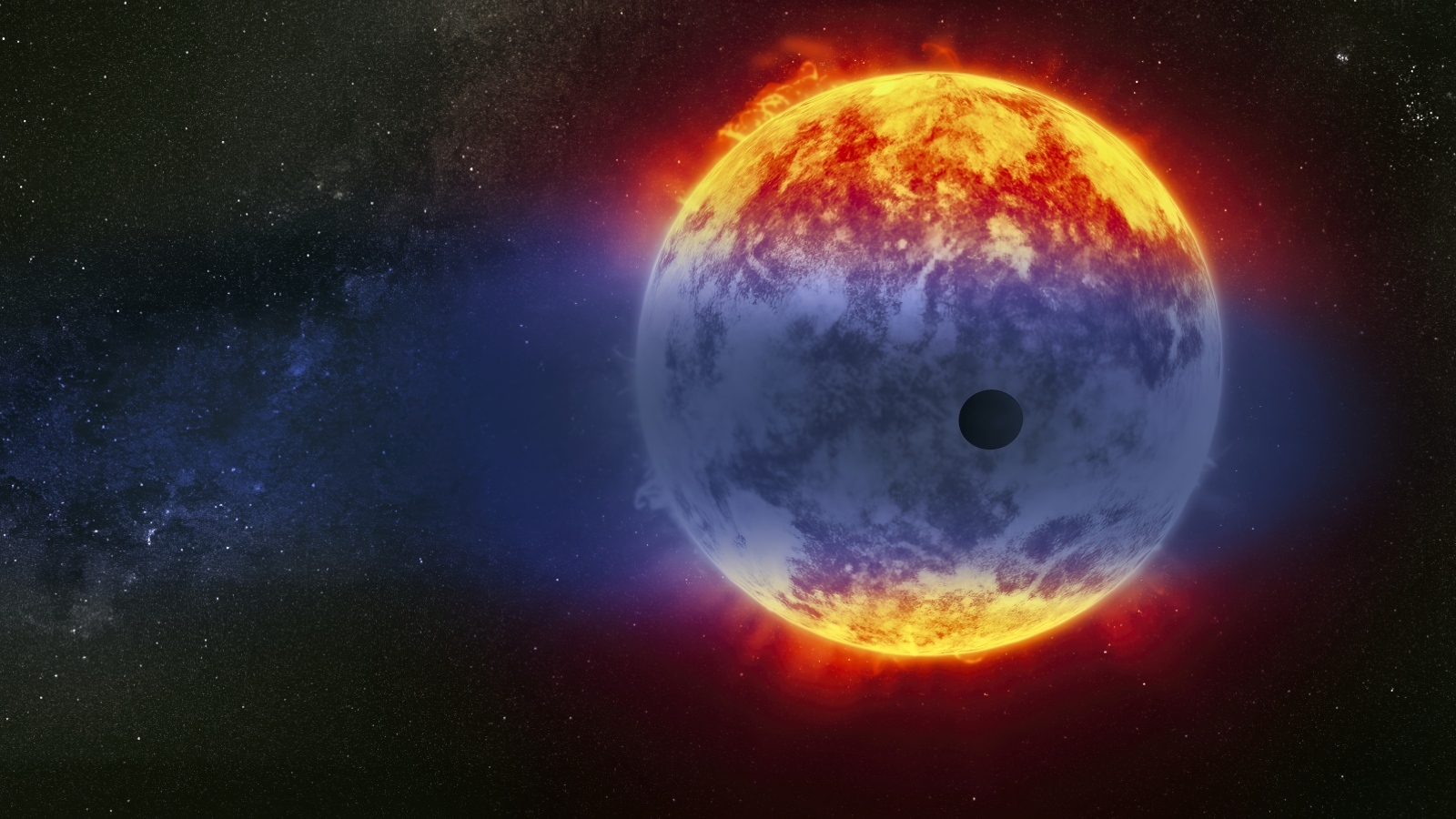 Маленькая планета на фоне солнца