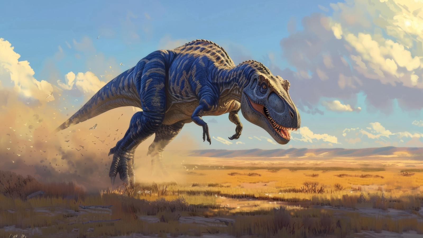 Тираннозавр бежит по пыли