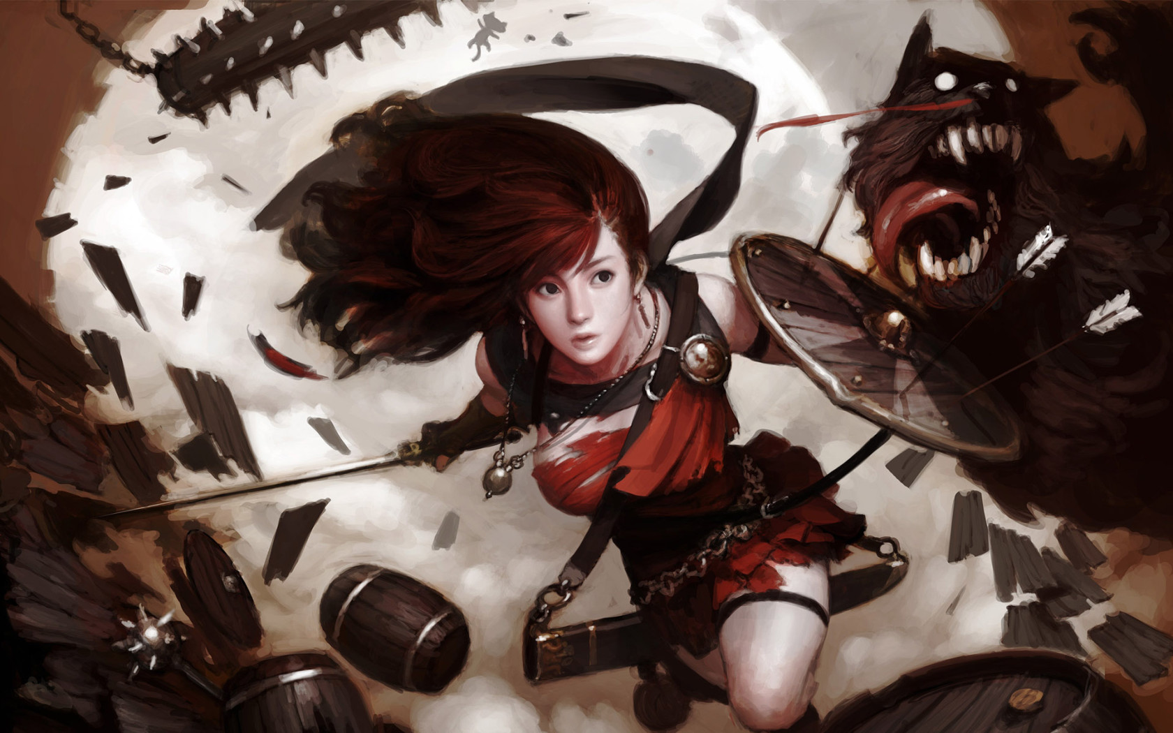 Девушка воин Битва с псами