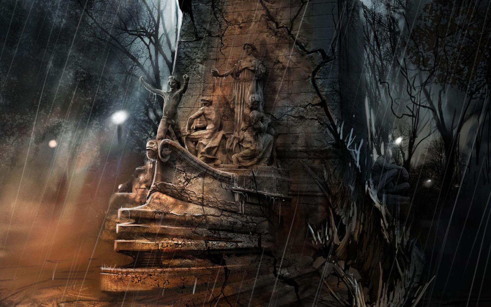 В темном саду