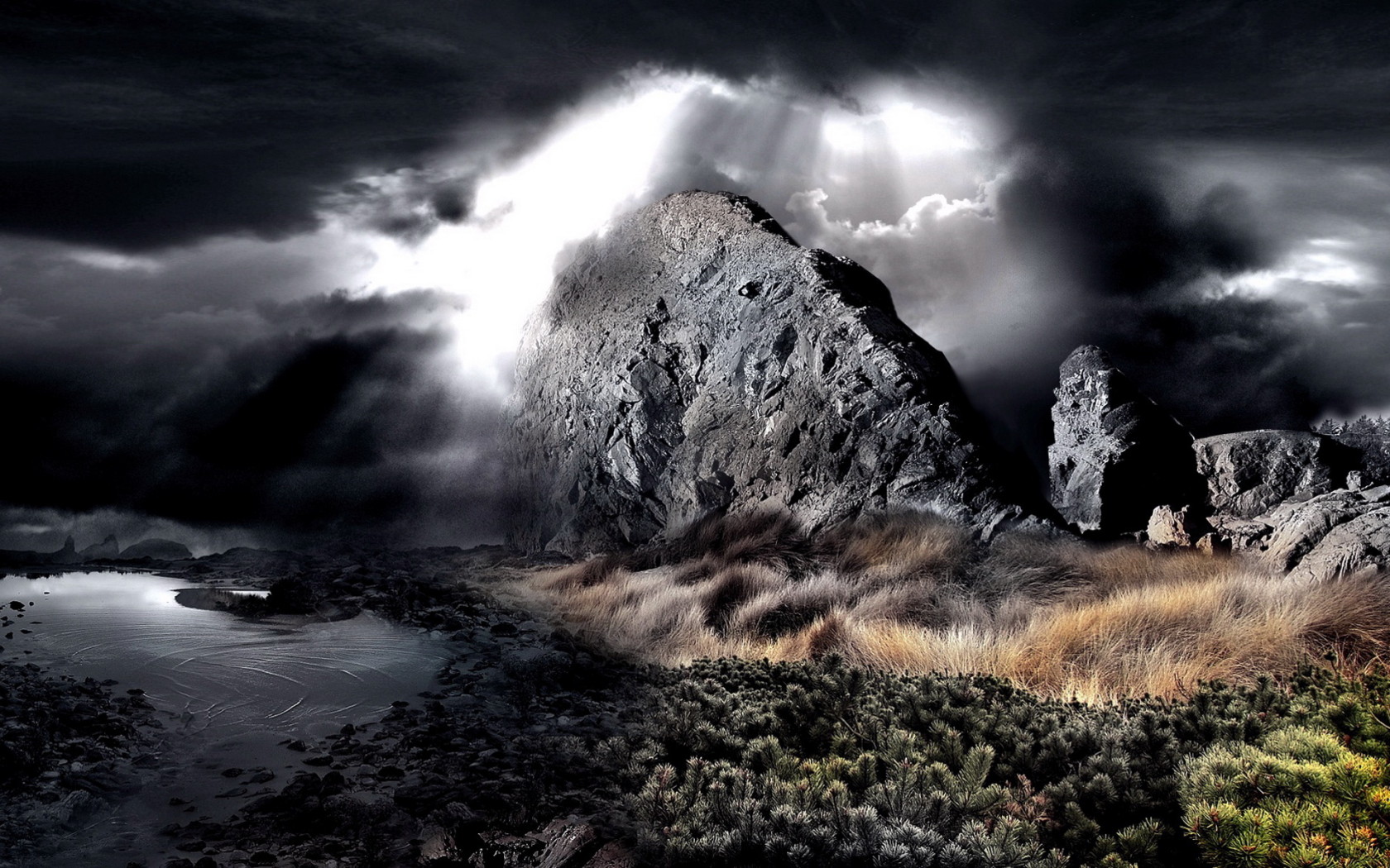 Небо, пустыня, камни