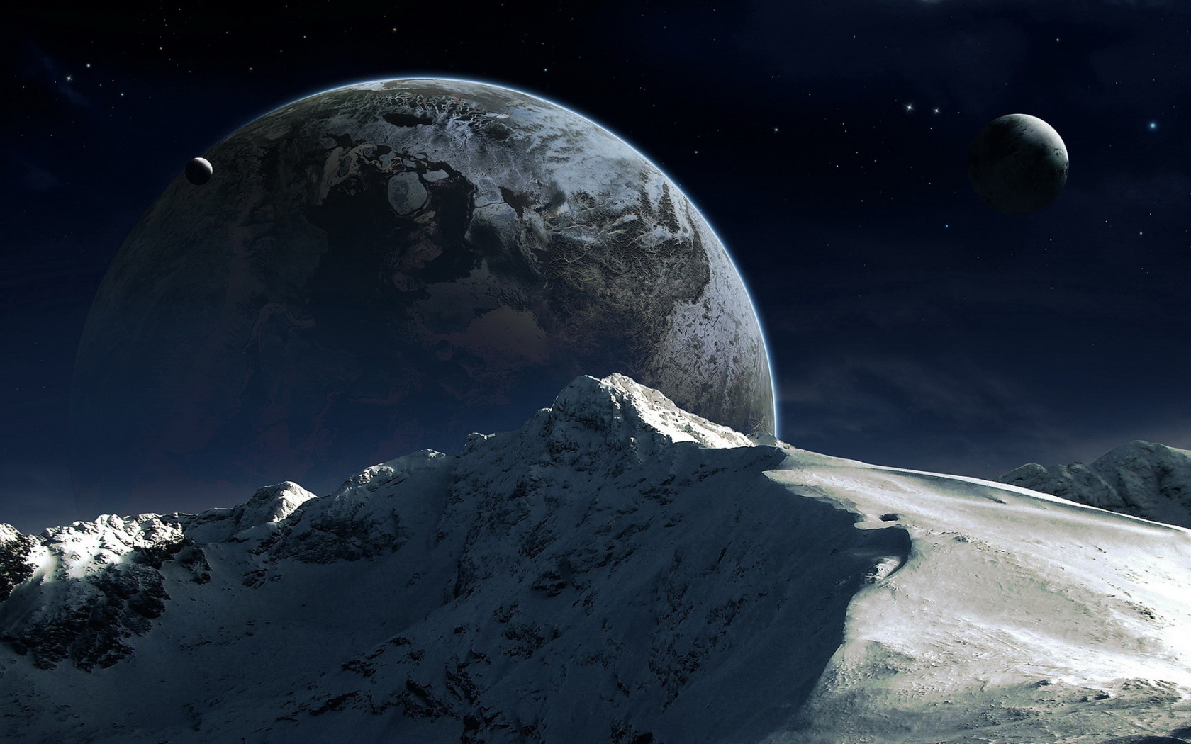 Гора на фоне планеты