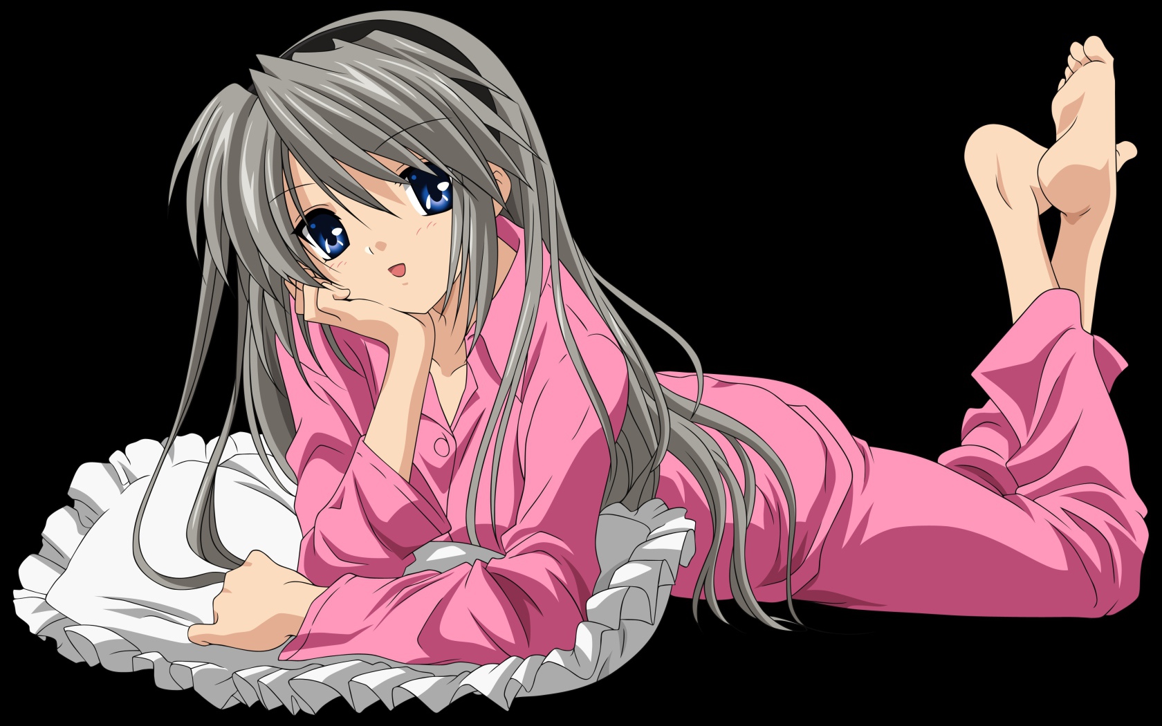 Аниме девочка на подушке